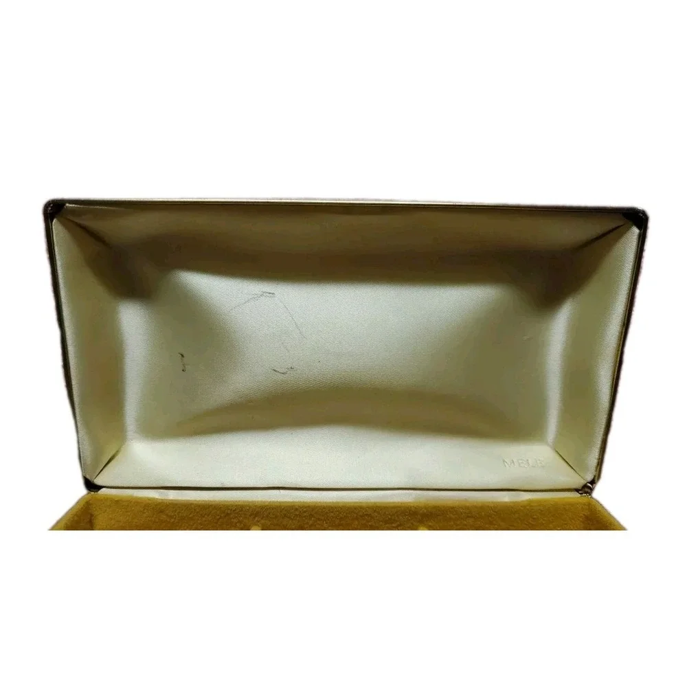 Vintage MELE Earring Jewelry Box Gold and Yellow Tortoise Design Retro 70's
